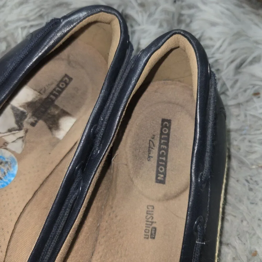 Clarks Danelly Millie Blue Leather Slip On Comfort Loafers Casual Women Size 10